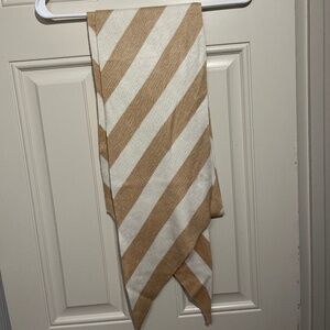 Cream and tan striped winter scarf